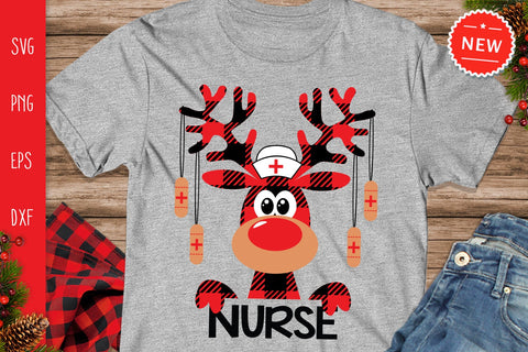 Christmas Nurse SVG, Buffalo Plaid Moose SVG, Nurse Moose Svg, Buffalo Plaid SVG SVG SvgMonkeys 