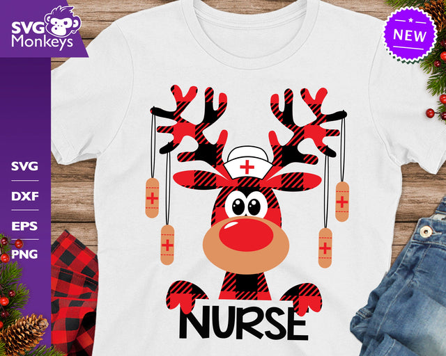 Christmas Nurse SVG, Buffalo Plaid Moose SVG, Nurse Moose Svg, Buffalo Plaid SVG SVG SvgMonkeys 