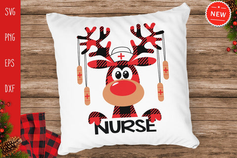 Christmas Nurse SVG, Buffalo Plaid Moose SVG, Nurse Moose Svg, Buffalo Plaid SVG SVG SvgMonkeys 