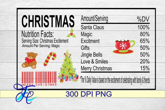 Christmas Nutrition Label SVG Family Creations 