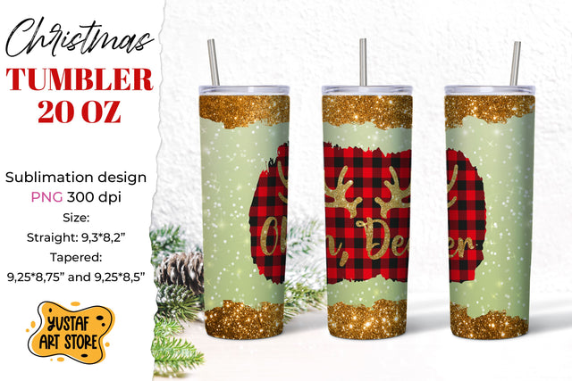 Christmas "oh deer" tumbler sublimation wrap shine glitter Sublimation Yustaf Art Store 