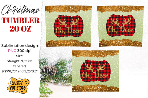 Christmas "oh deer" tumbler sublimation wrap shine glitter Sublimation Yustaf Art Store 