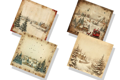 Christmas Old Paper backgrounds bundle Sublimation Regulrcrative 