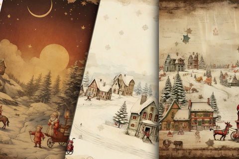 Christmas Old Paper backgrounds bundle Sublimation Regulrcrative 