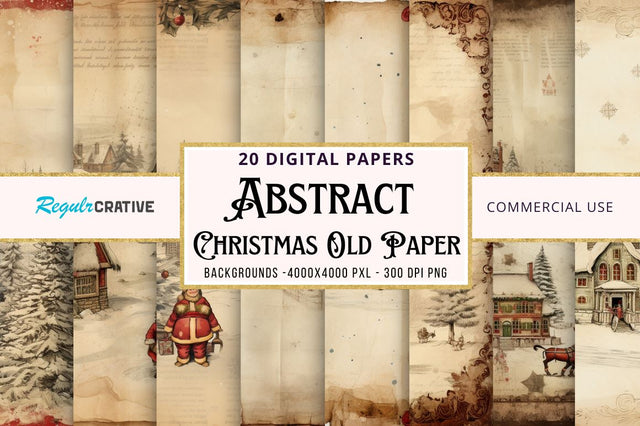 Christmas Old Paper backgrounds bundle Sublimation Regulrcrative 