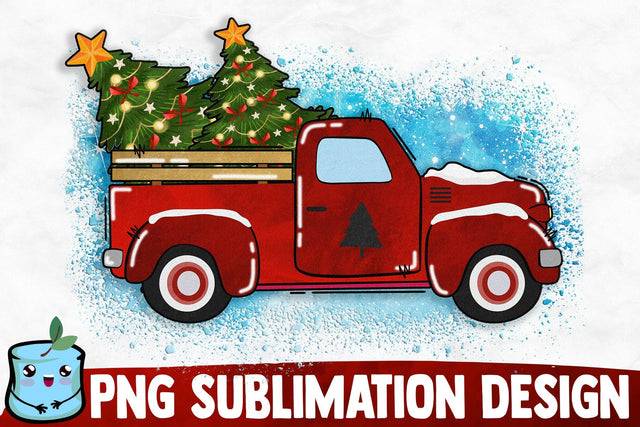 Christmas Old Truck Sublimation Design Sublimation MintyMarshmallows 