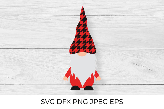 Christmas or Valentines gnome. Red buffalo pattern hat SVG LaBelezoka 
