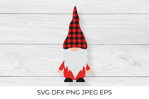 Christmas or Valentines gnome. Red buffalo pattern hat SVG LaBelezoka 