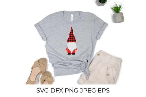 Christmas or Valentines gnome. Red buffalo pattern hat SVG LaBelezoka 