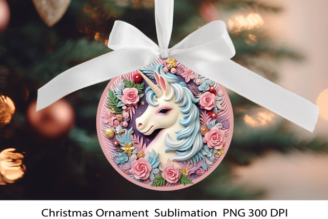 Christmas Ornament. 3D Christmas Ornaments Png. Unicorn PNG. Sublimation Samaha Design 