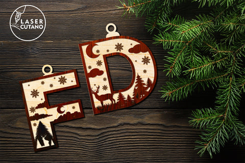 CHRISTMAS ORNAMENT Alphabet Bauble Bundle Multilayer Laser Cut Files, Mandala, Round Sign SVG, 3D Designs, Mini Design Bundles SVG LaserCutano 