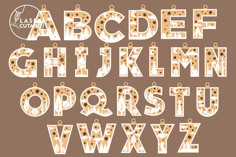 CHRISTMAS ORNAMENT Alphabet Bauble Bundle Multilayer Laser Cut Files, Mandala, Round Sign SVG, 3D Designs, Mini Design Bundles SVG LaserCutano 