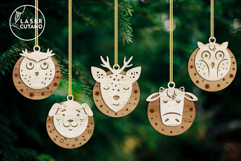 Christmas Ornament Animals Bauble Bundle SVG LaserCutano 