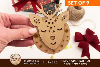 Christmas Ornament Animals Bauble Bundle SVG LaserCutano 