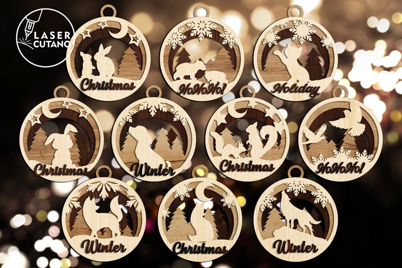 Christmas Ornament Animals Bundle Bauble - So Fontsy