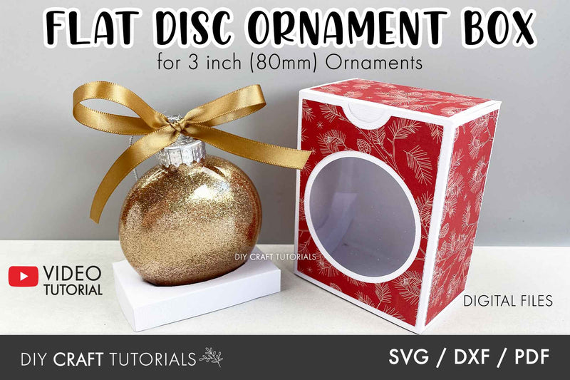 Christmas Ornament Box SVG - 3" (80mm) Flat Disc Ornament SVG DIY Craft Tutorials 