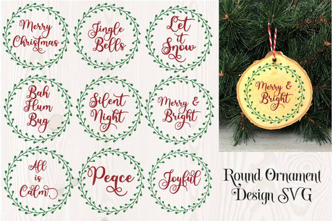 Christmas Ornament Bundle Round Design SVG SVG Digital Honeybee 