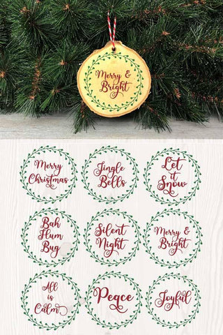 Christmas Ornament Bundle Round Design SVG SVG Digital Honeybee 