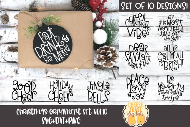 Christmas Ornament Bundle Vol 10 | Christmas SVG for Wood Rounds SVG Cheese Toast Digitals 