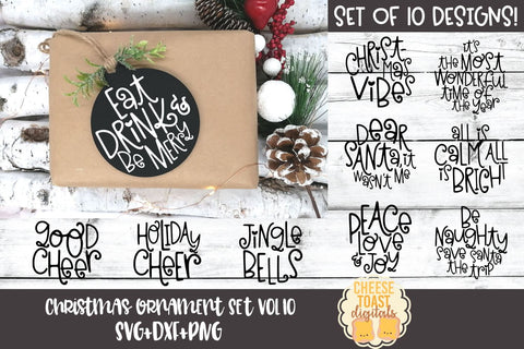 Christmas Ornament Bundle Vol 10 | Christmas SVG for Wood Rounds SVG Cheese Toast Digitals 