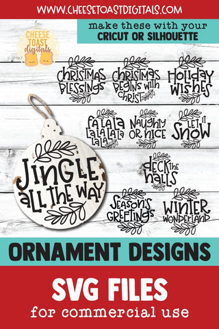 Christmas Ornament Bundle Vol 11 | Christmas SVG for Wood Rounds SVG Cheese Toast Digitals 