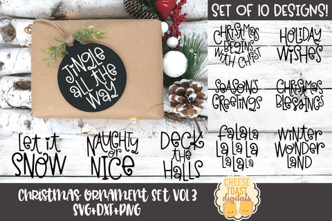 Christmas Ornament Bundle Vol 3 | Christmas SVG for Wood Rounds SVG Cheese Toast Digitals 