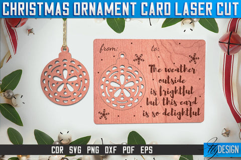 Christmas Ornament Card Laser Cut SVG | Christmas Laser Cut SVG Design | CNC Files SVG Fly Design 