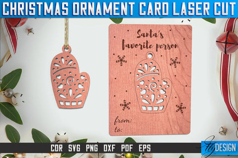 Christmas Ornament Card Laser Cut SVG | Christmas Laser Cut SVG Design | CNC Files SVG Fly Design 