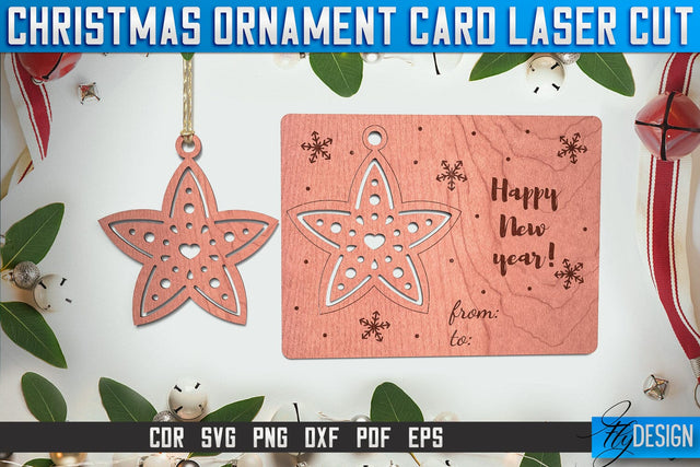 Christmas Ornament Card Laser Cut SVG | Christmas Laser Cut SVG Design | CNC Files SVG Fly Design 