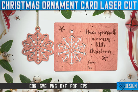 Christmas Ornament Card Laser Cut SVG | Christmas Laser Cut SVG Design | CNC Files SVG Fly Design 