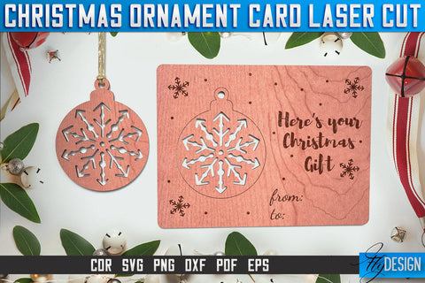 Christmas Ornament Card Laser Cut SVG | Christmas Laser Cut SVG Design | CNC Files SVG Fly Design 