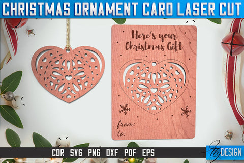 Christmas Ornament Card Laser Cut SVG | Christmas Laser Cut SVG Design | CNC Files SVG Fly Design 