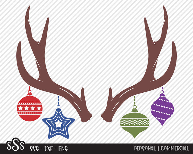 Christmas Ornament Deer Antlers | Christmas SVG SVG Texas Southern Cuts 