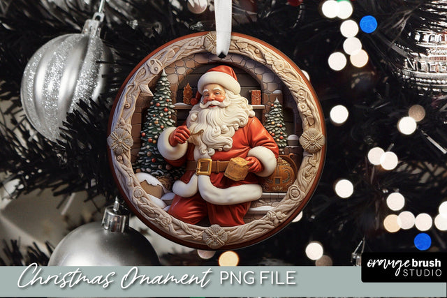 Christmas Ornament Design, 3D Santa Sublimation Sublimation OrangeBrushStudio 