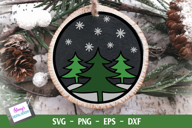 Christmas Ornament Design | Christmas Trees and Snow SVG Stacy's Digital Designs 
