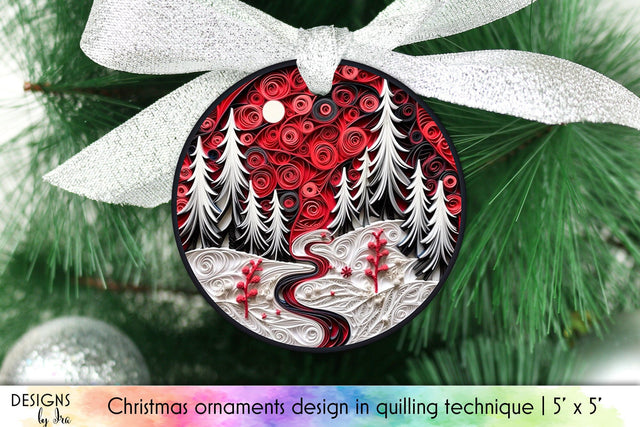 Christmas Ornament in Paper Quilling Style Sublimation Designs by Ira 