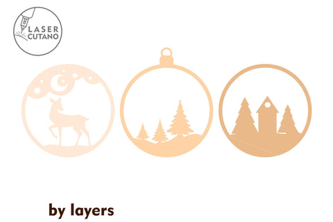 CHRISTMAS Ornament Laser Cut and Paper Cut Bundle SVG LaserCutano 