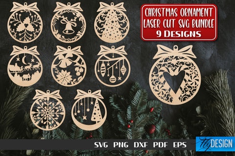 Christmas Ornament Laser Cut Bundle | Laser Cut SVG SVG Fly Design 