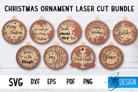 Christmas Ornament Laser Cut Bundle | Laser Cut SVG SVG Fly Design 
