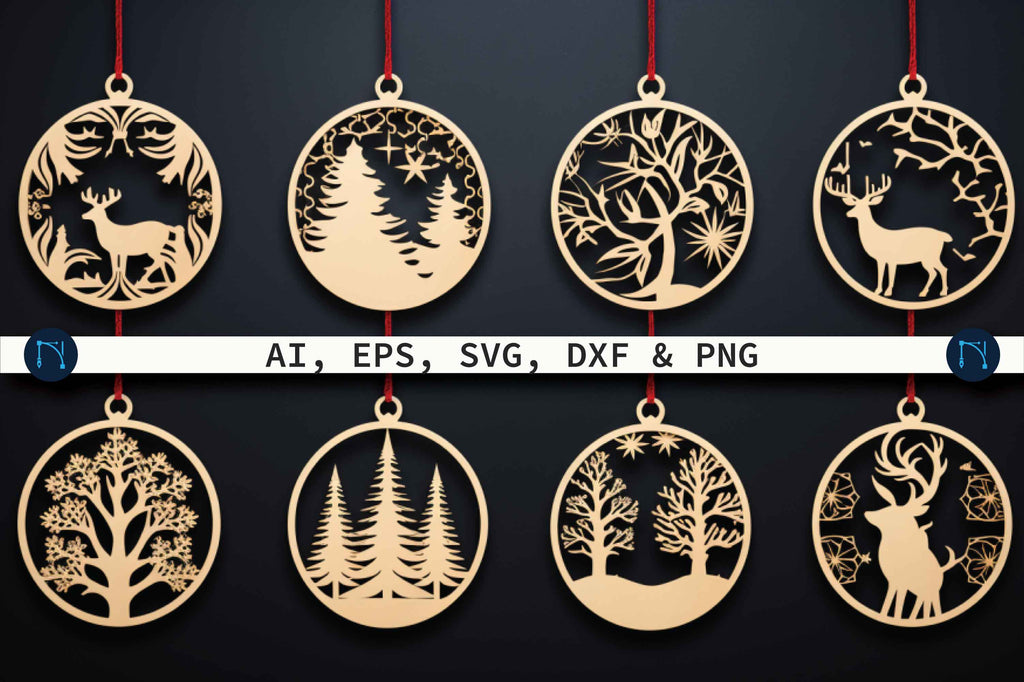 Christmas Ornament Laser Cut Bundle SVG - So Fontsy