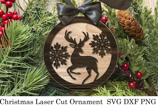 Christmas Ornament Laser cut file. Christmas Bauble Template SVG Samaha Design 