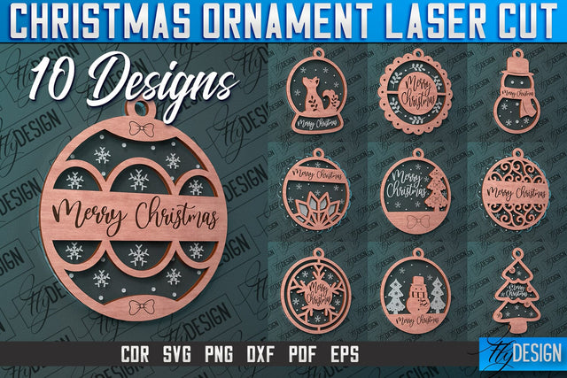 Christmas Ornament Laser Cut SVG Design | CNC Files SVG Fly Design 