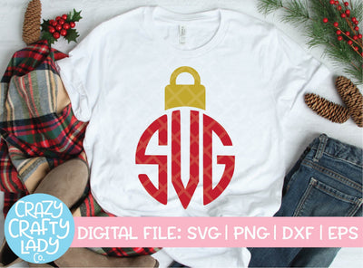 Christmas Ornament Monogram Topper | Holiday SVG Cut File SVG Crazy Crafty Lady Co. 