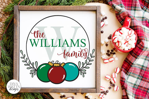 Christmas Ornament Monogram Wreath SVG | Winter Design SVG Diva Watts Designs 