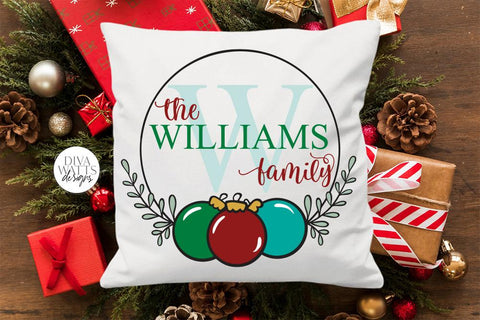 Christmas Ornament Monogram Wreath SVG | Winter Design SVG Diva Watts Designs 