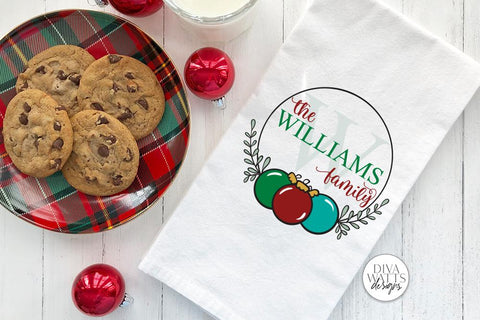 Christmas Ornament Monogram Wreath SVG | Winter Design SVG Diva Watts Designs 