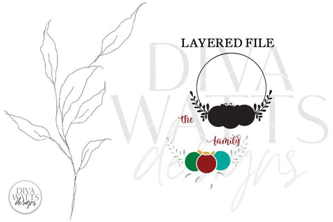 Christmas Ornament Monogram Wreath SVG | Winter Design SVG Diva Watts Designs 
