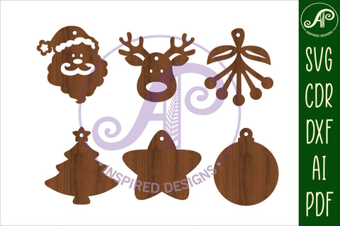 Christmas ornament New Zealand theme laser cut file, shapes SVG APInspireddesigns 