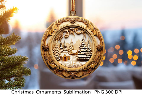 Christmas Ornament PNG. 3D Christmas .Wooden Sublimation. Sublimation Samaha Design 