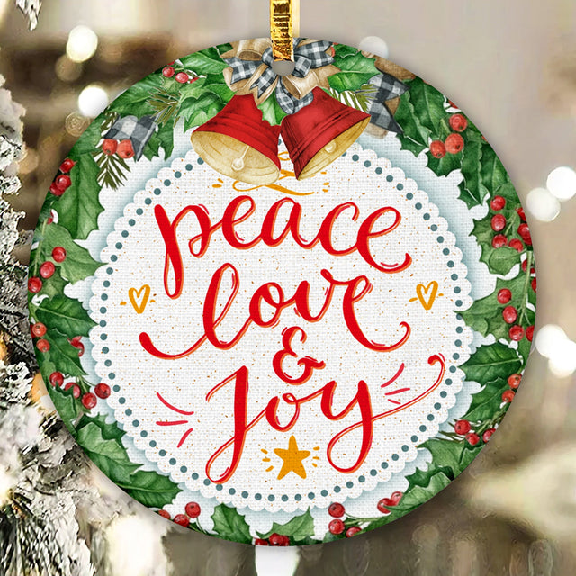 Christmas Ornament PNG for Sublimation, Gnome Wine Round Ornament Design, Digital Download, Joy Love Peace Sublimation CaldwellArt 
